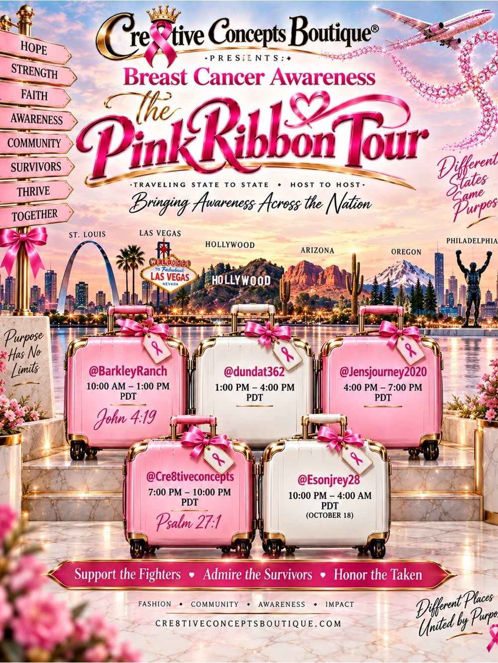 10/17-Join us for The Pink Ribbon Tour 🎀 Breast Cancer Awareness 5 Host/State